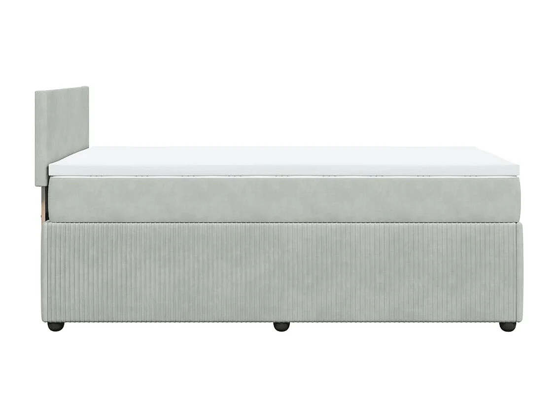 Cama box spring con colchón terciopelo gris claro 90x190 cm