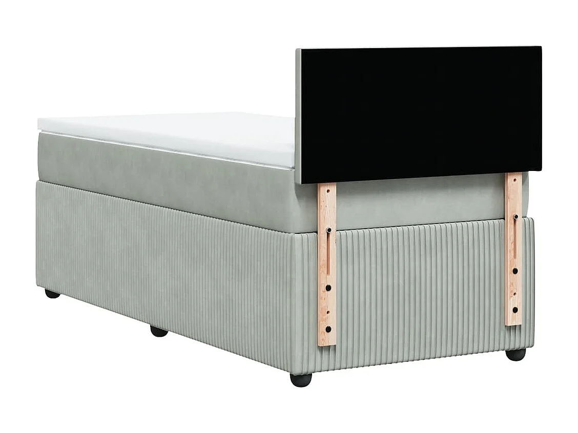 Cama box spring con colchón terciopelo gris claro 90x190 cm