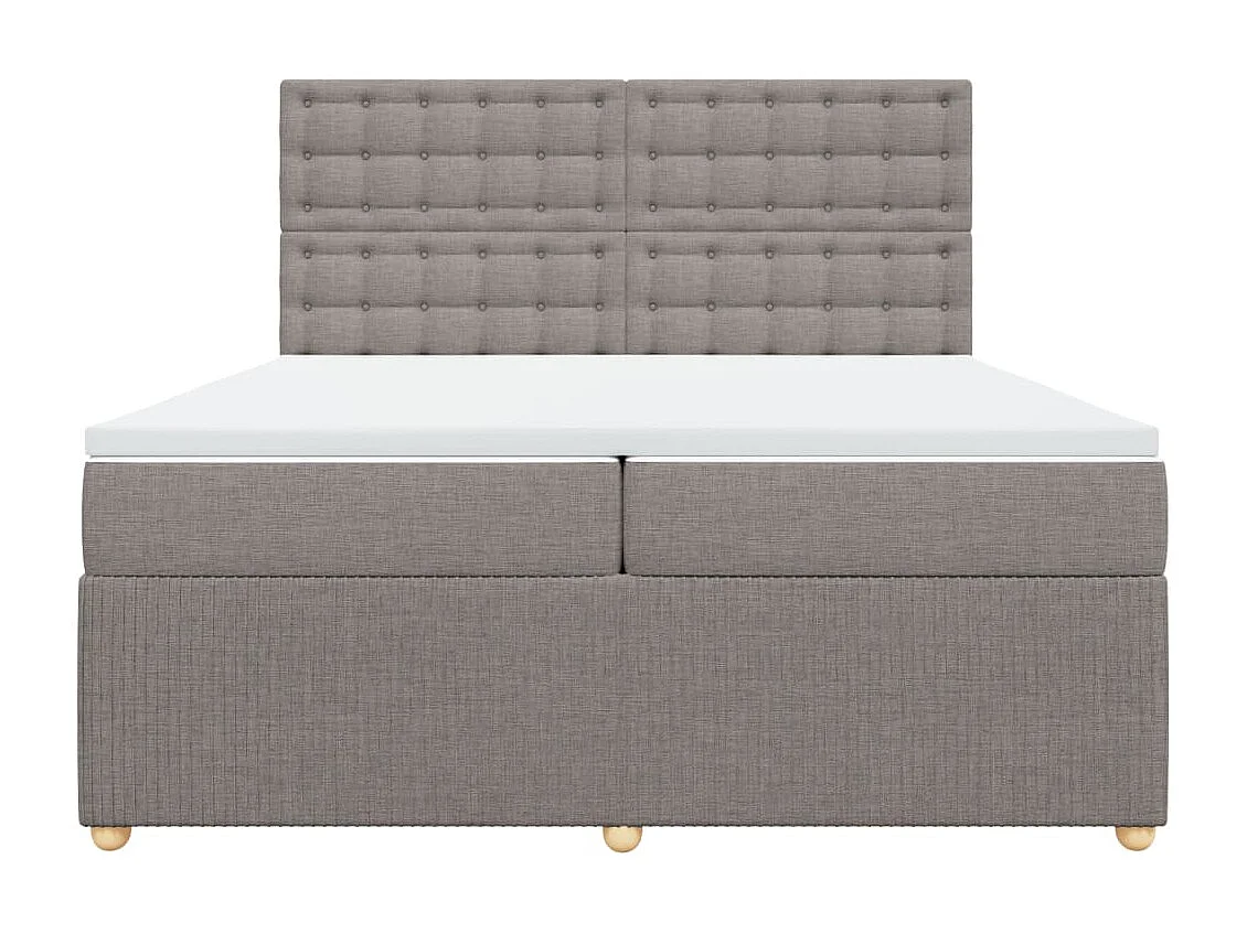 Cama box spring con colchón tela gris taupe 200x200 cm