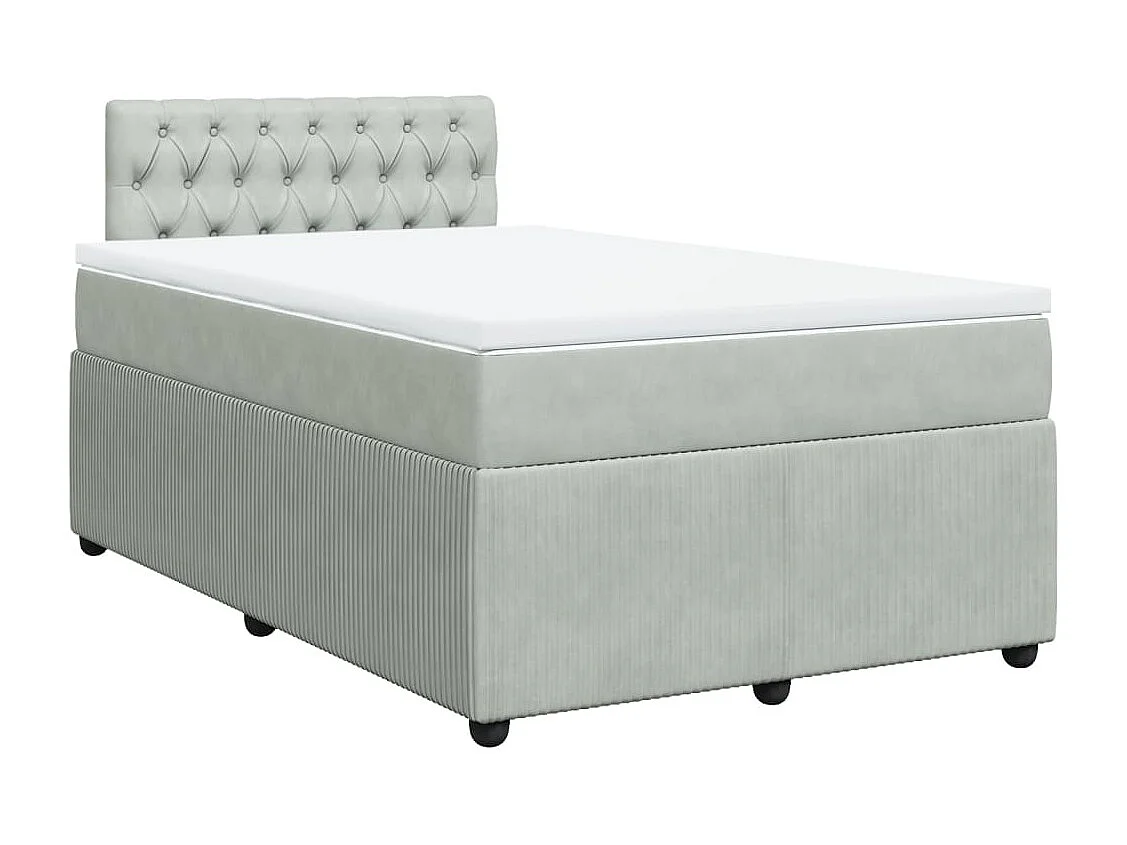 Cama boxspring com colchão 120x190 cm veludo cinzento-claro