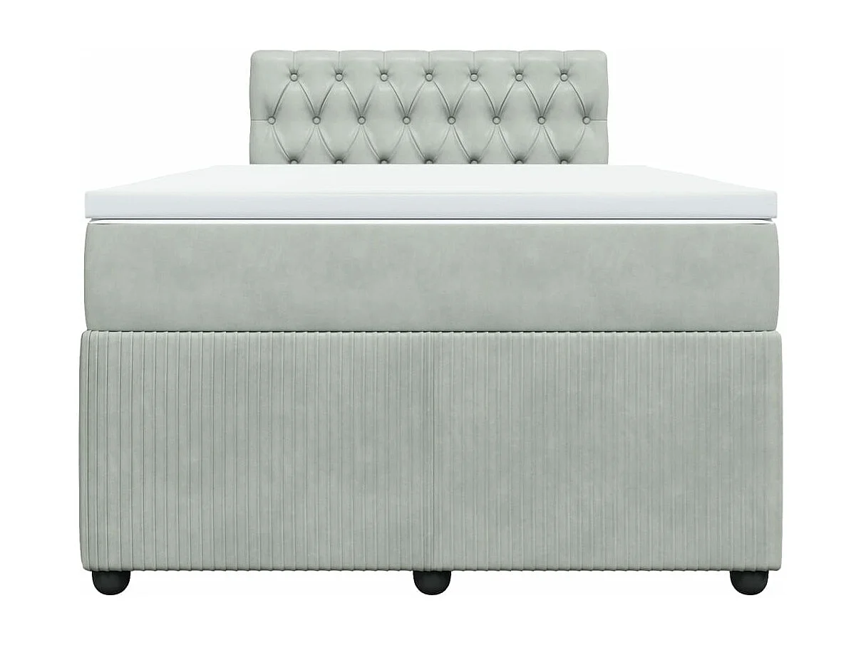 Cama boxspring com colchão 120x190 cm veludo cinzento-claro