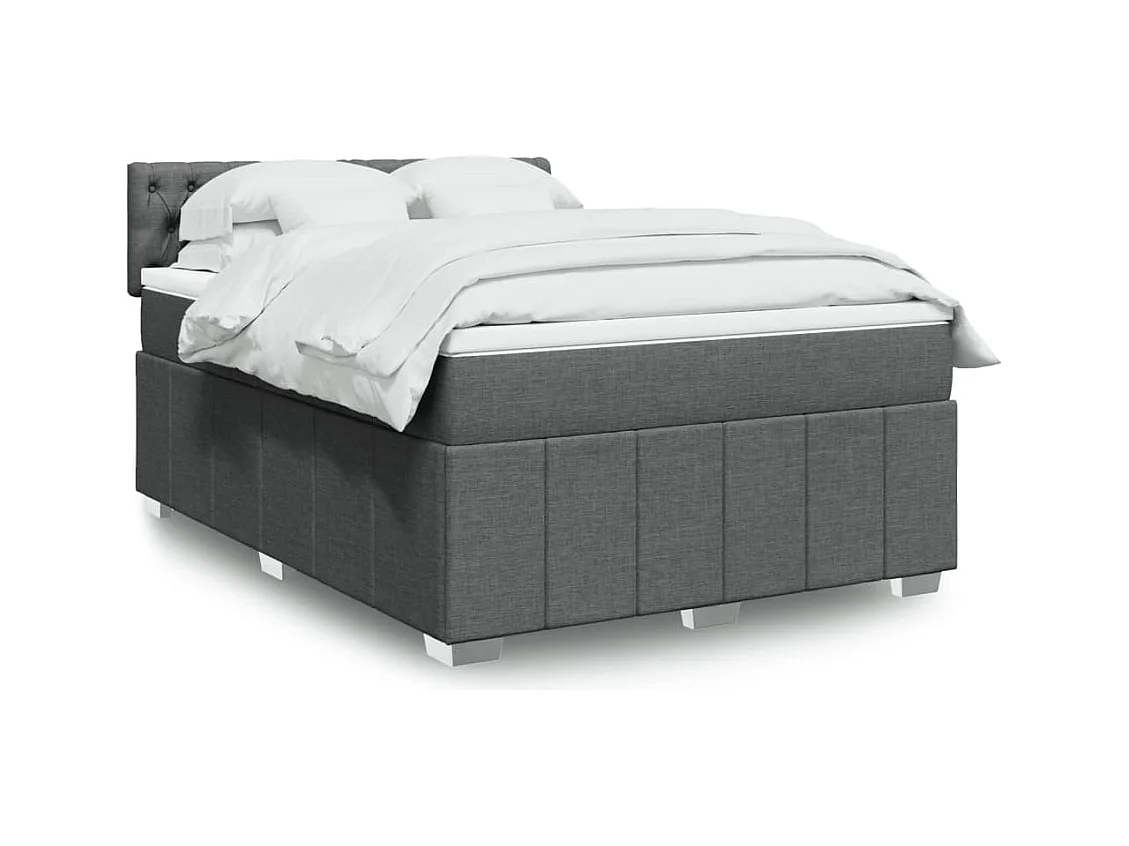 Sommier à lattes de lit avec matelas Gris foncé 160x200cm Tissu