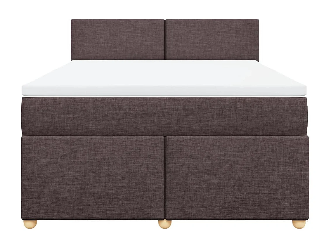 Cama box spring con colchón tela marrón oscuro 160x200 cm