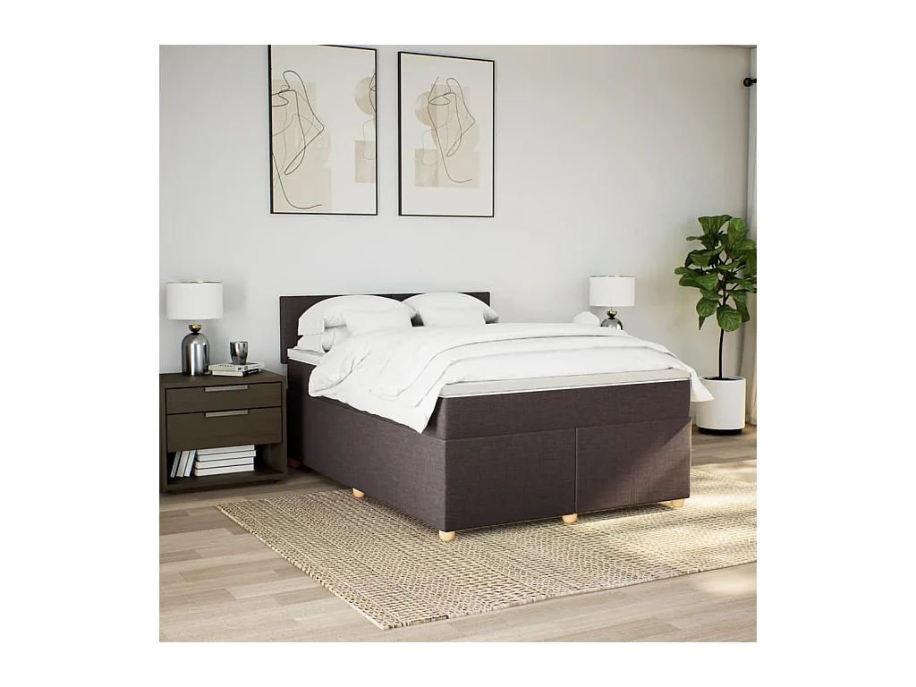Sommier à lattes de lit avec matelas Marron foncé 160x200 cm