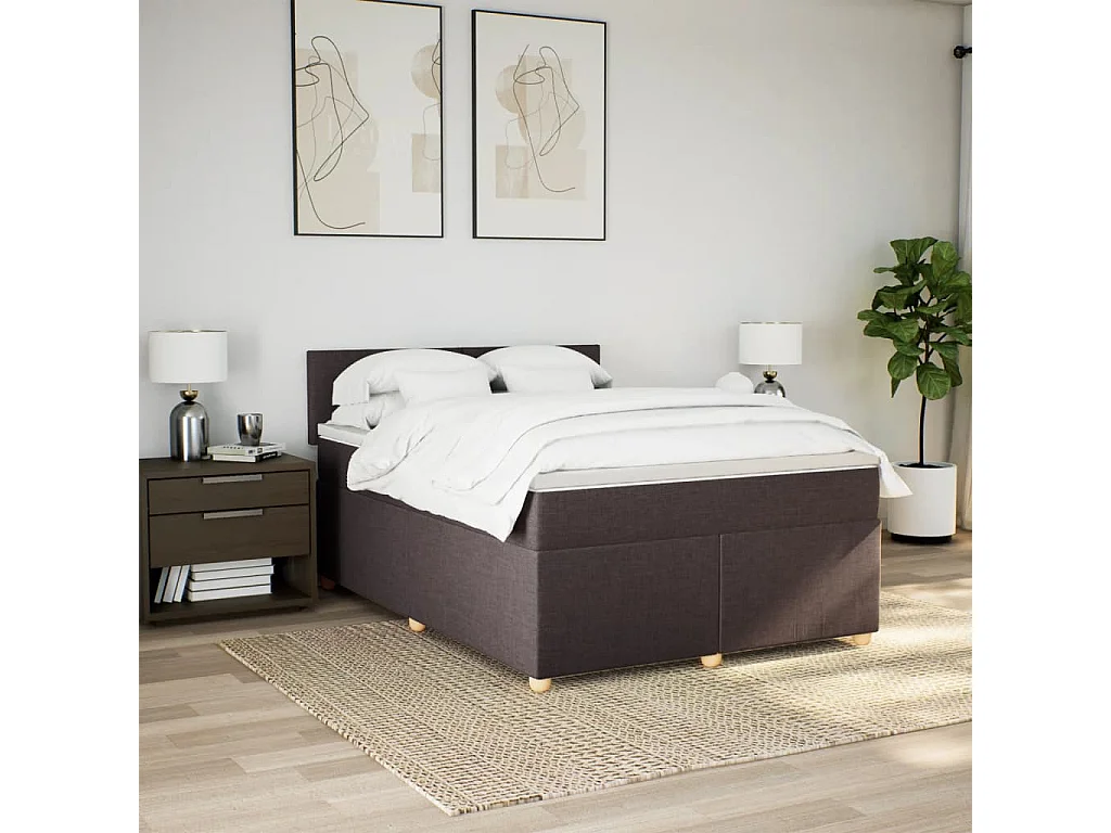 Sommier à lattes de lit avec matelas Marron foncé 160x200 cm