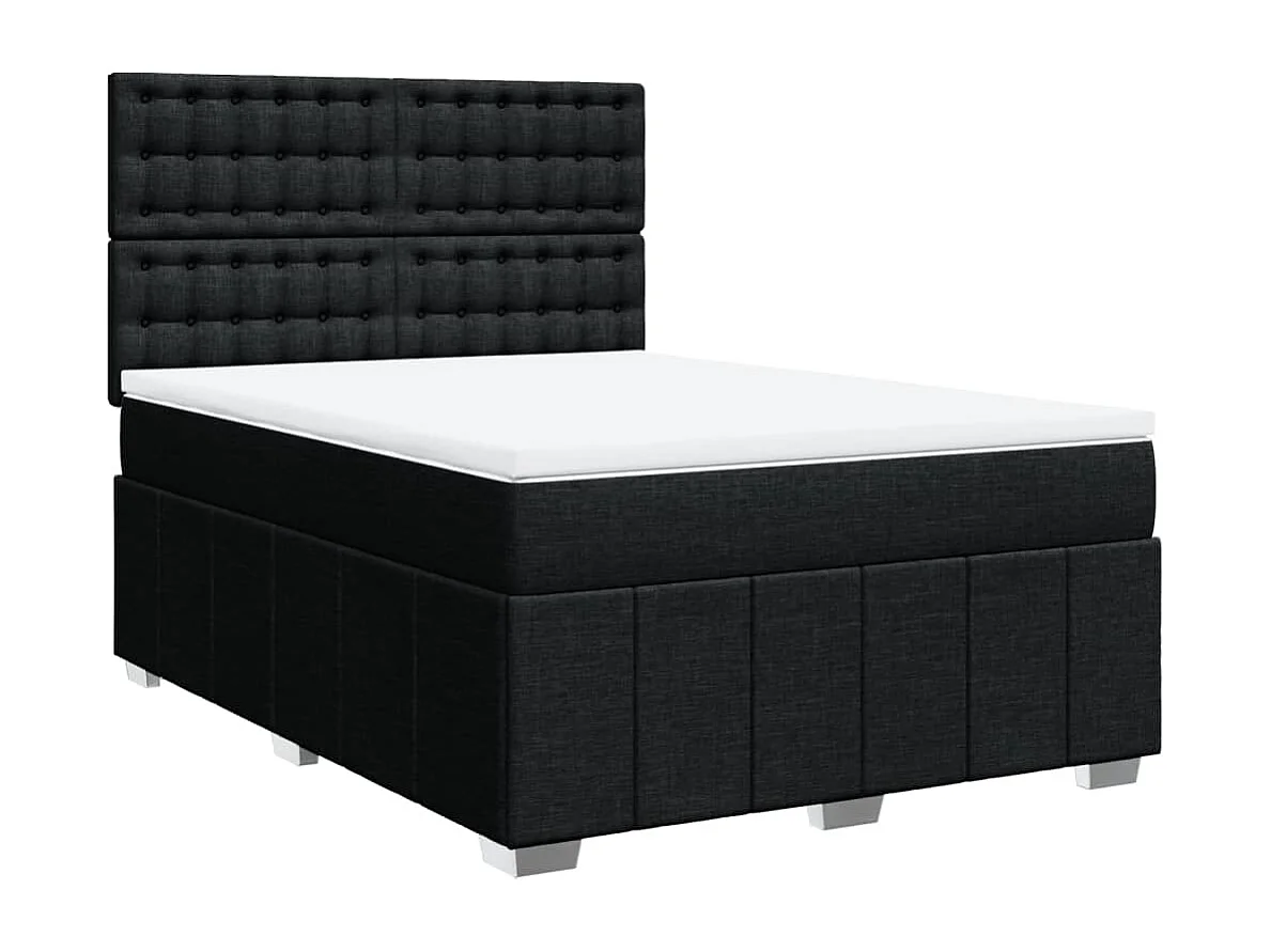 Cama box spring con colchón tela negro 160x200 cm