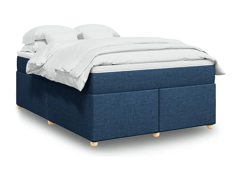 Sommier à lattes de lit avec matelas Bleu 140x200 cm Tissu