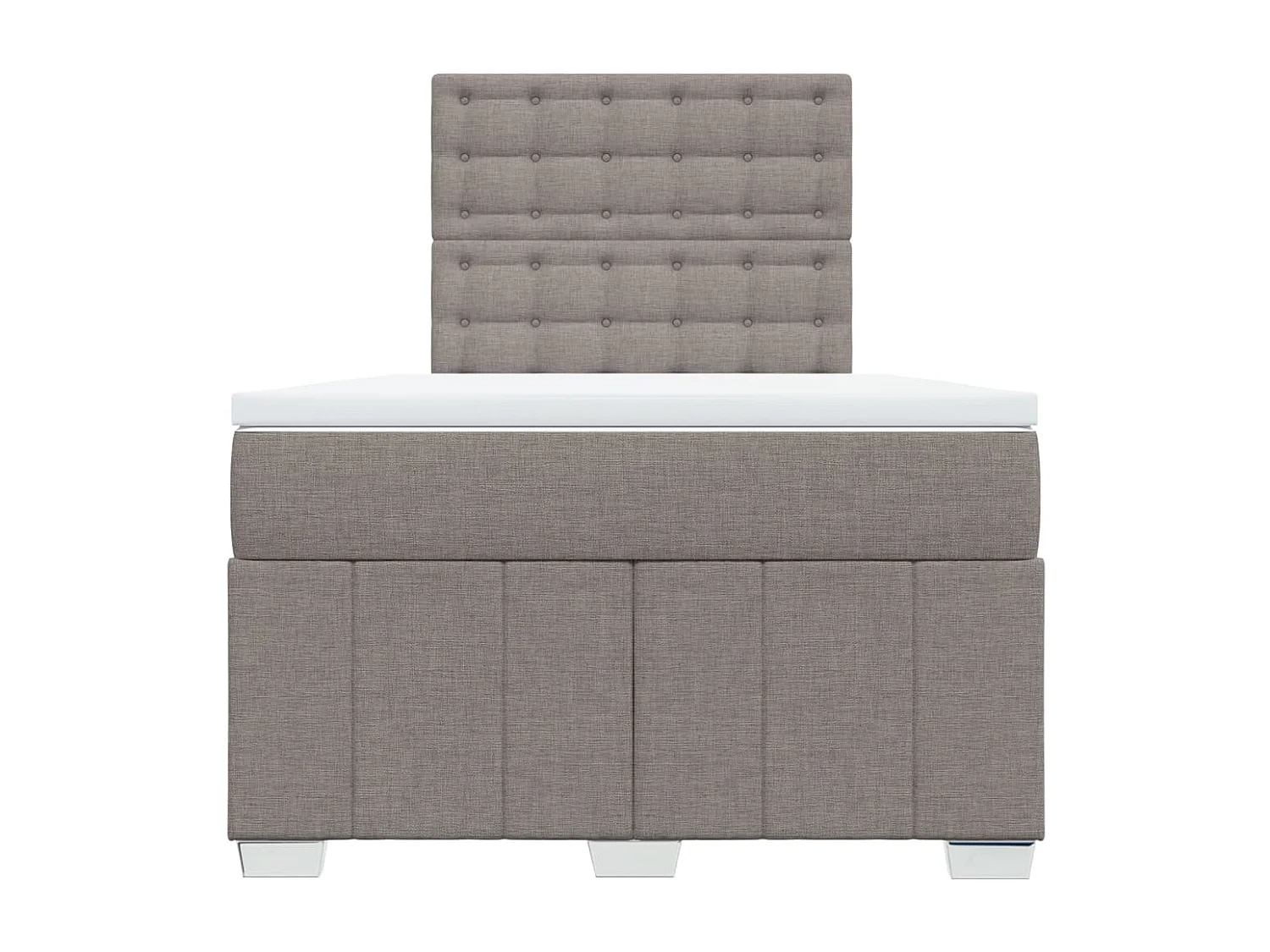Cama box spring con colchón tela gris taupe 120x200 cm
