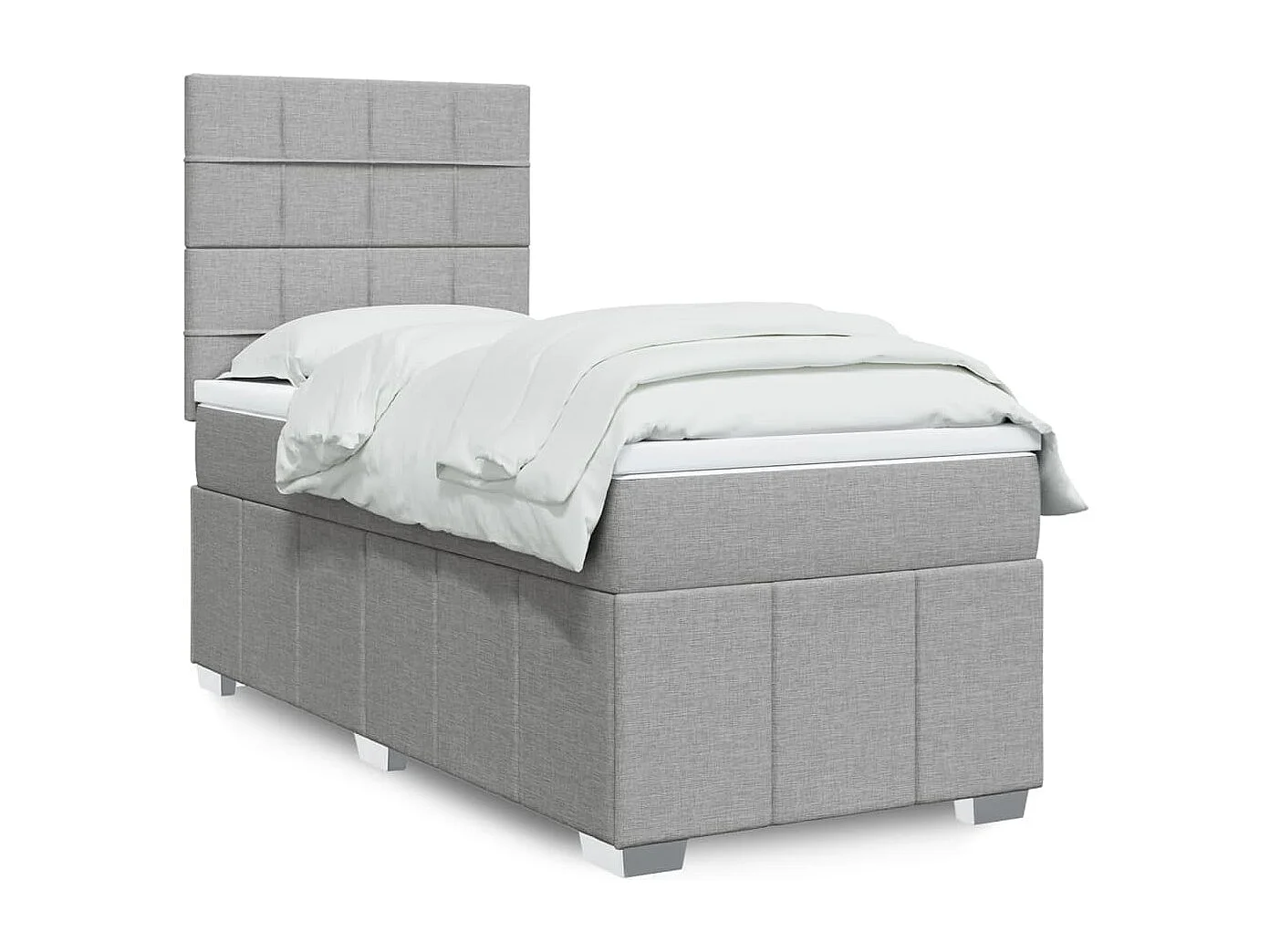 Sommier à lattes de lit avec matelas Gris clair 100x200cm Tissu