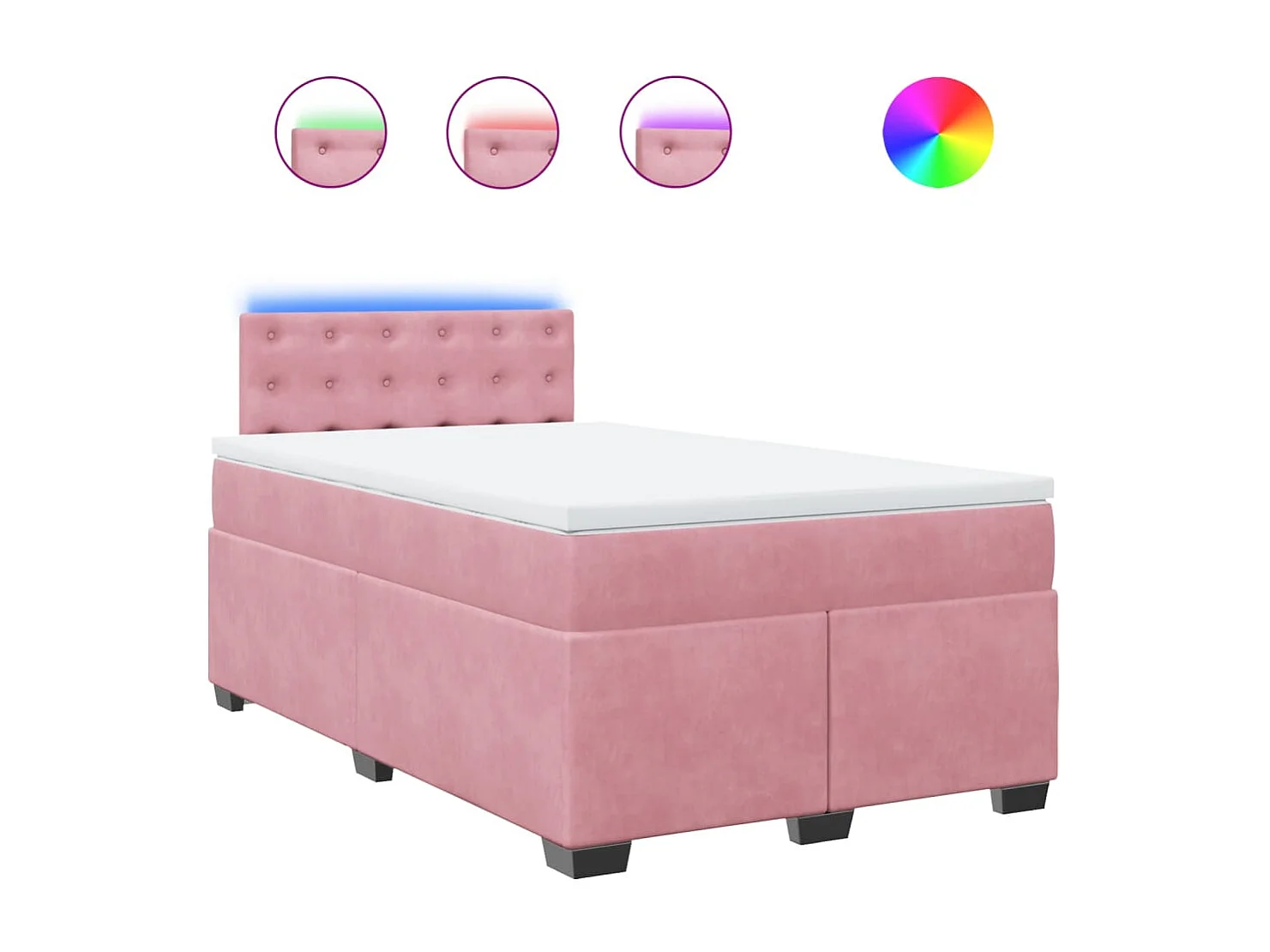 Cama box spring con colchón terciopelo rosa 120x190 cm