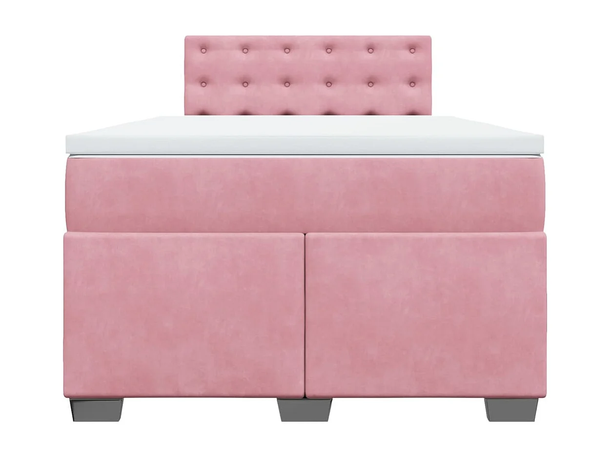 Cama box spring con colchón terciopelo rosa 120x190 cm
