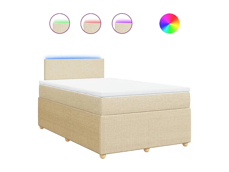 Sommier à lattes de lit avec matelas crème 120x190 cm tissu