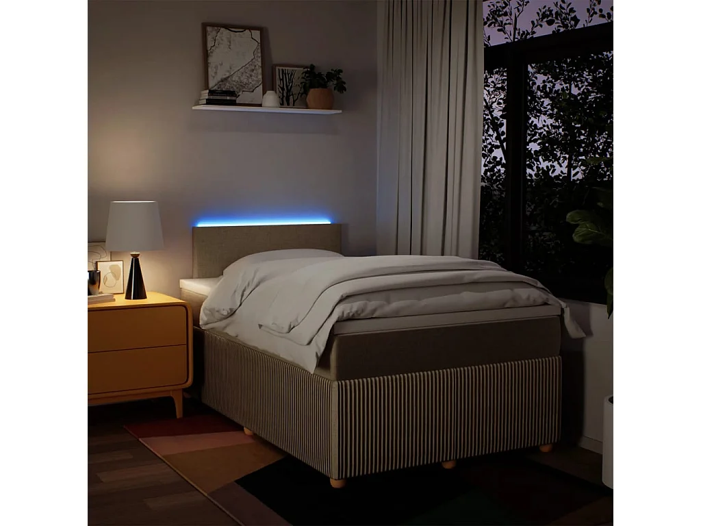 Sommier à lattes de lit avec matelas crème 120x190 cm tissu