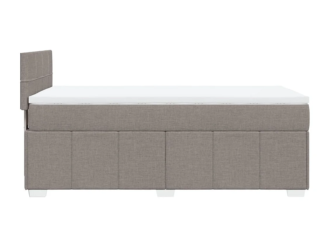 Cama box spring con colchón tela gris taupe 80x200 cm