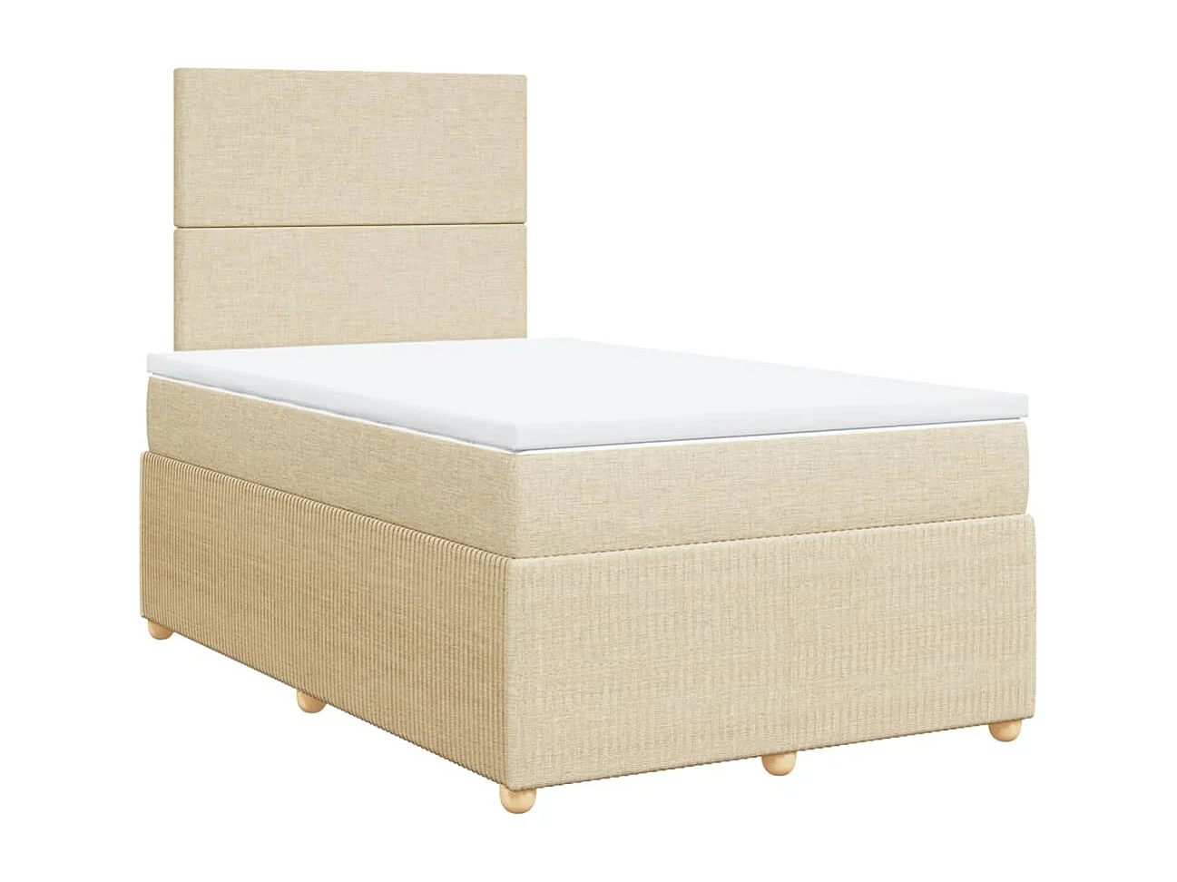 Sommier à lattes de lit avec matelas Crème 120x200 cm Tissu