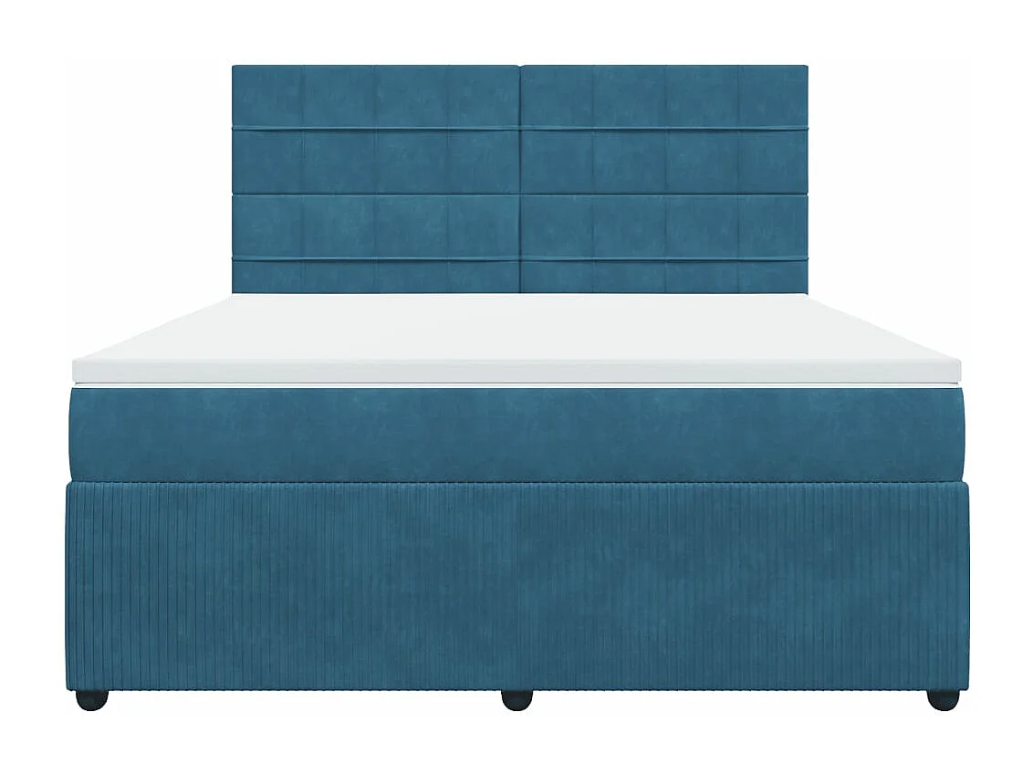 Cama box spring con colchón terciopelo azul oscuro 180x200 cm