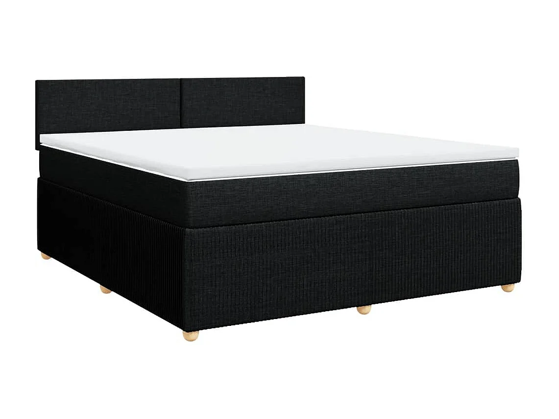 Cama box spring con colchón tela negro 180x200 cm