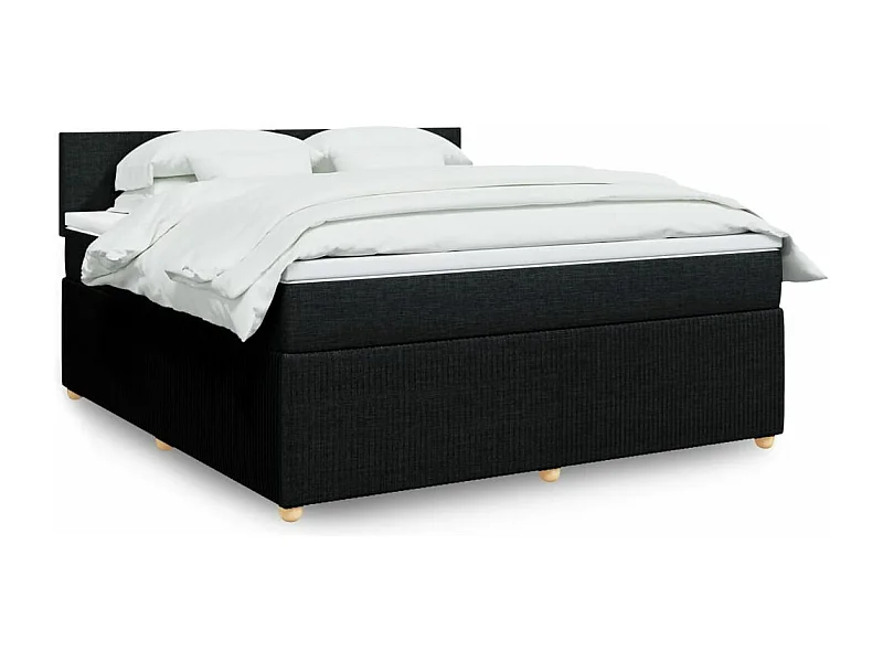 Sommier à lattes de lit avec matelas Noir 180x200 cm Tissu