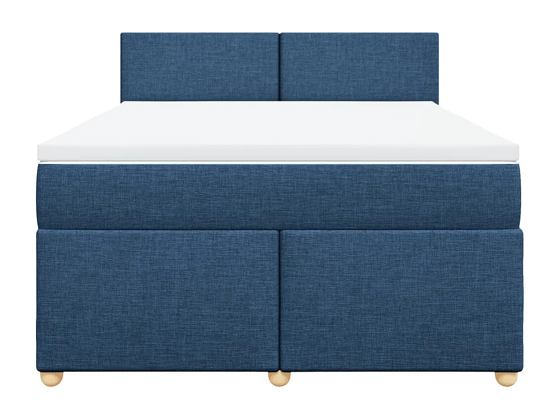 Cama box spring con colchón tela azul 160x200 cm