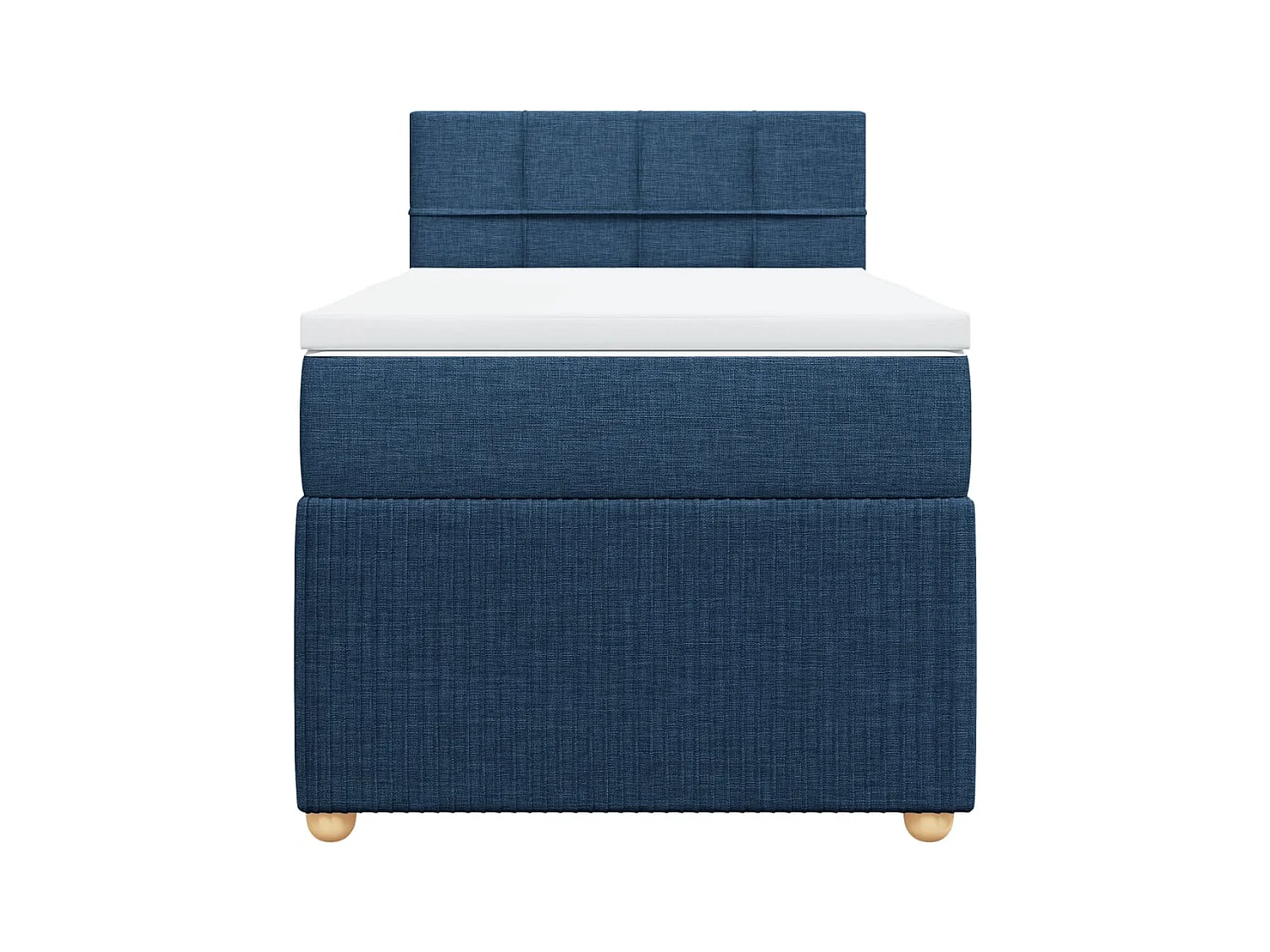 Cama box spring con colchón tela azul 90x200 cm