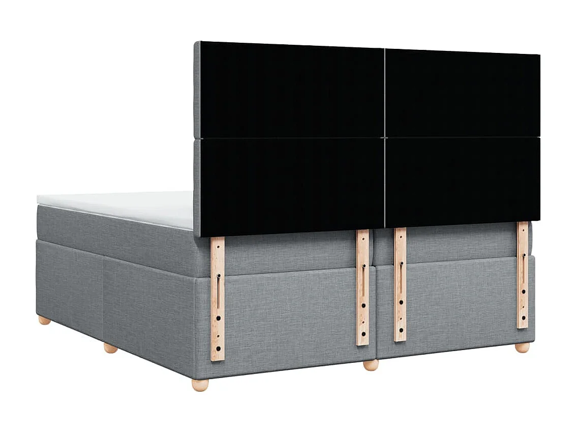 Sommier à lattes de lit avec matelas Gris clair 200x200cm Tissu