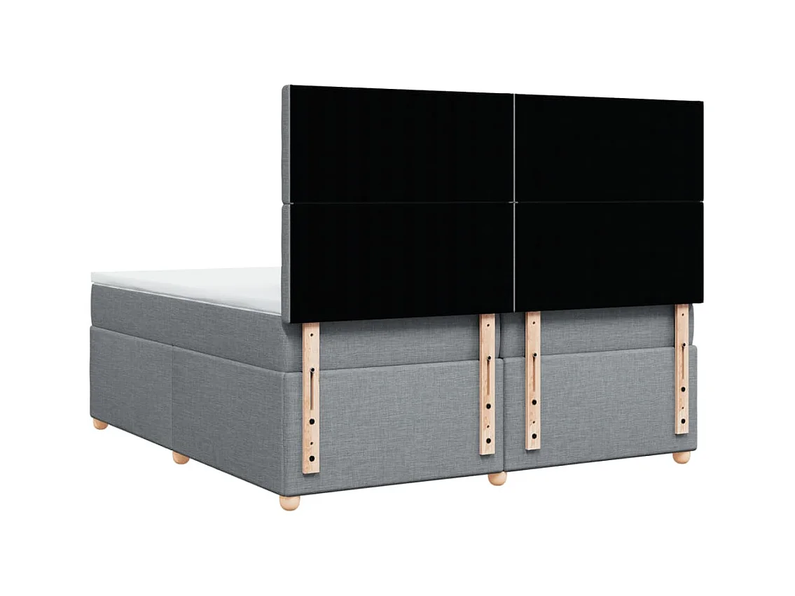 Sommier à lattes de lit avec matelas Gris clair 200x200cm Tissu