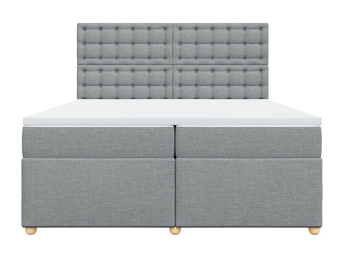 Cama com molas/colchão 200x200 cm tecido cinza-claro