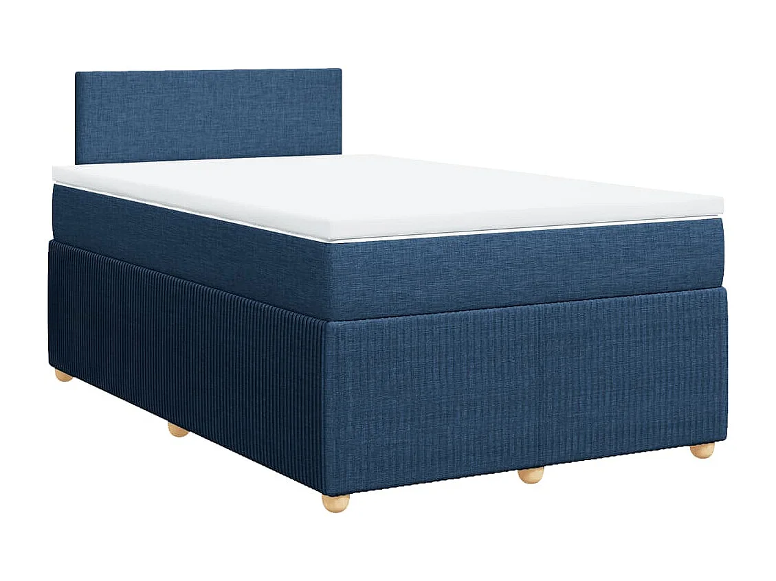 Cama box spring con colchón tela azul 120x190 cm