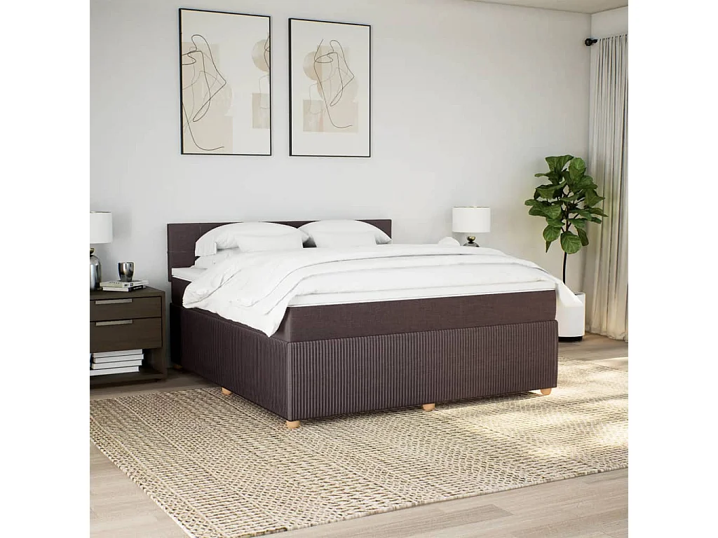 Sommier à lattes de lit avec matelas Marron foncé 180x200 cm