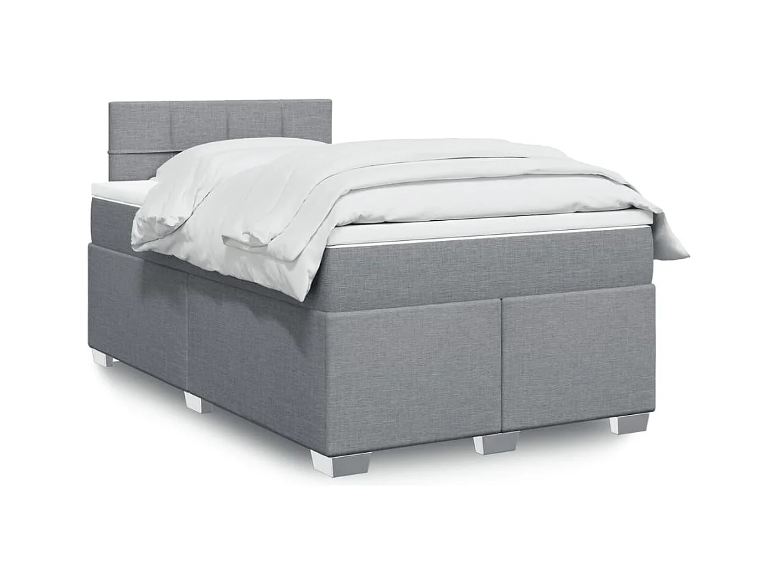 Sommier à lattes de lit et matelas gris clair 120x190 cm tissu