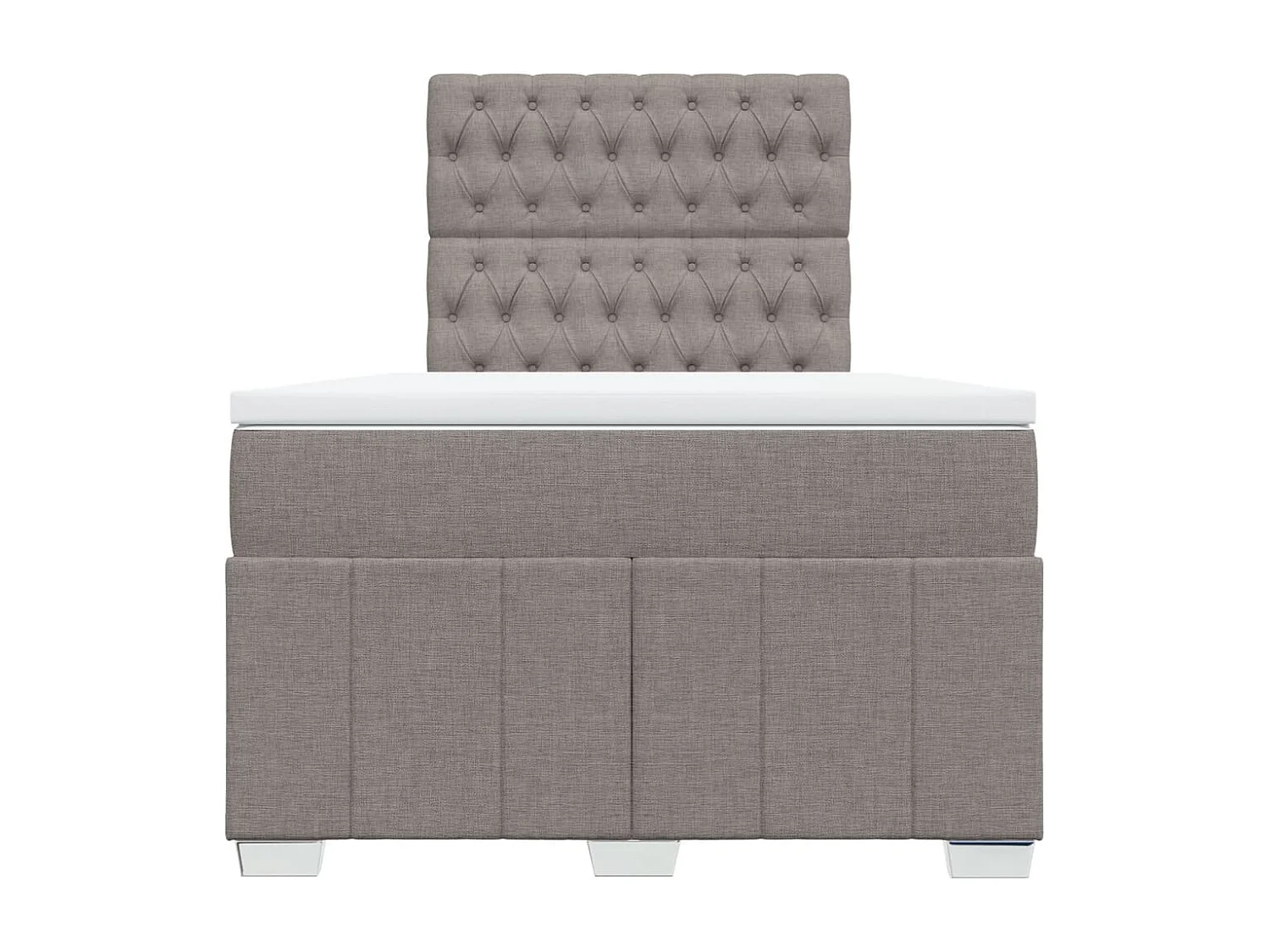 Cama box spring con colchón tela gris taupe 120x190 cm