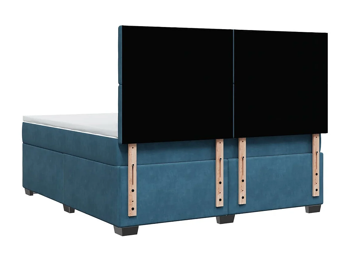 Cama box spring con colchón terciopelo azul 180x200 cm
