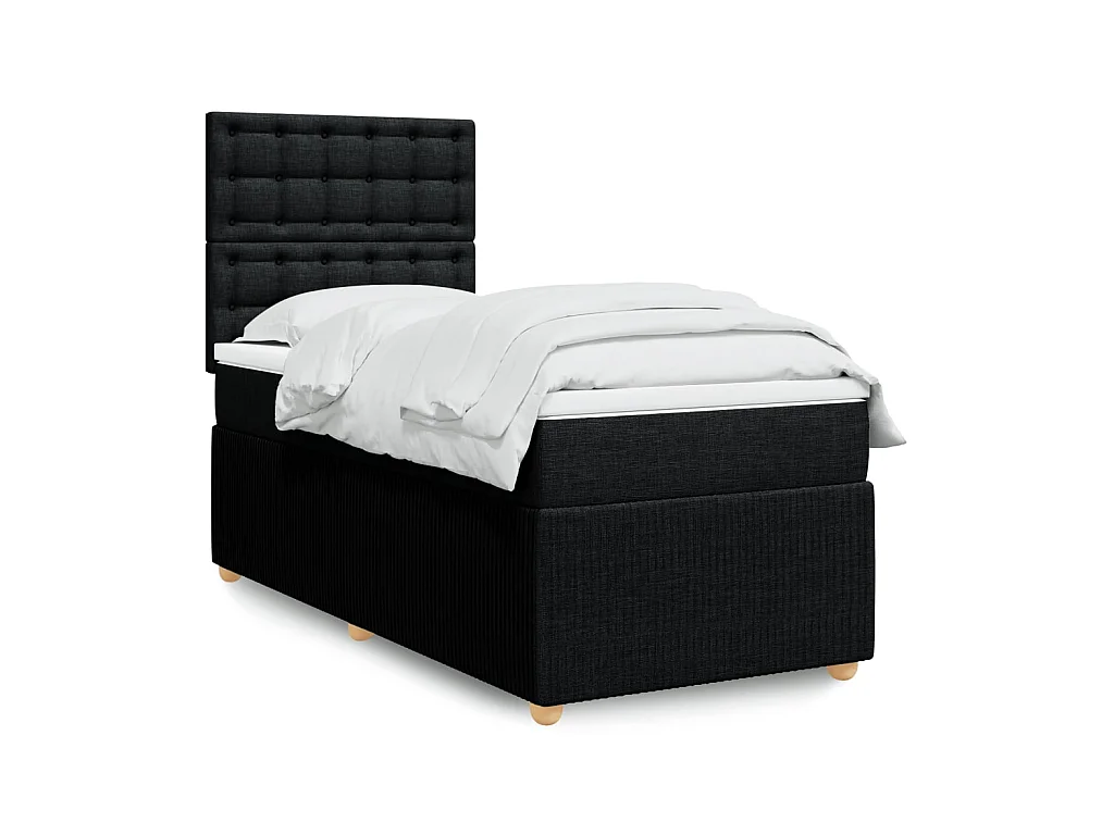 Boxspring met matras stof zwart 100x200 cm