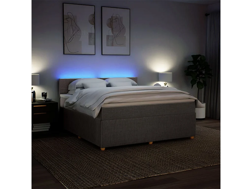 Sommier à lattes de lit avec matelas Taupe 180x200 cm Tissu