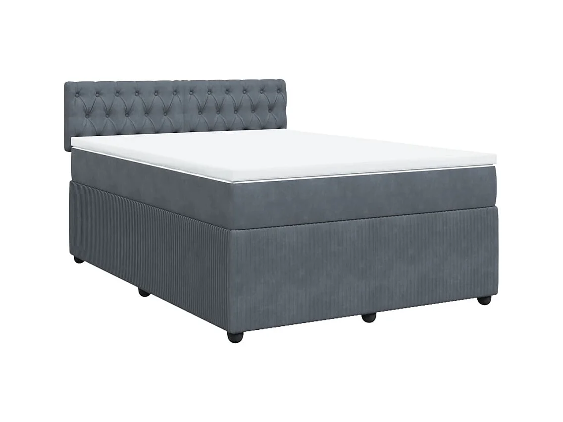 Sommier à lattes de lit et matelas Gris foncé 140x200cm Velours
