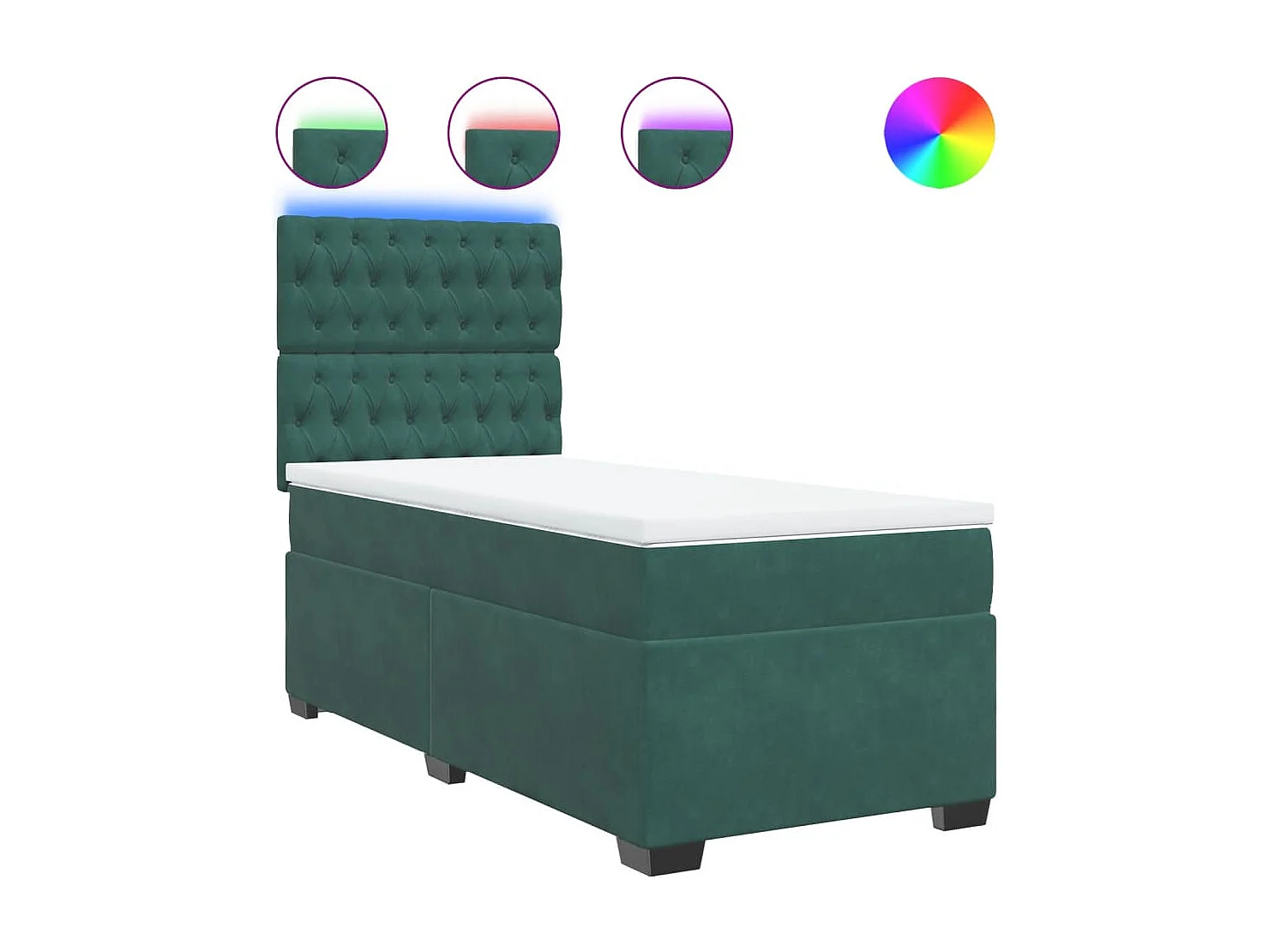 Cama com molas/colchão 100x200 cm veludo verde-escuro