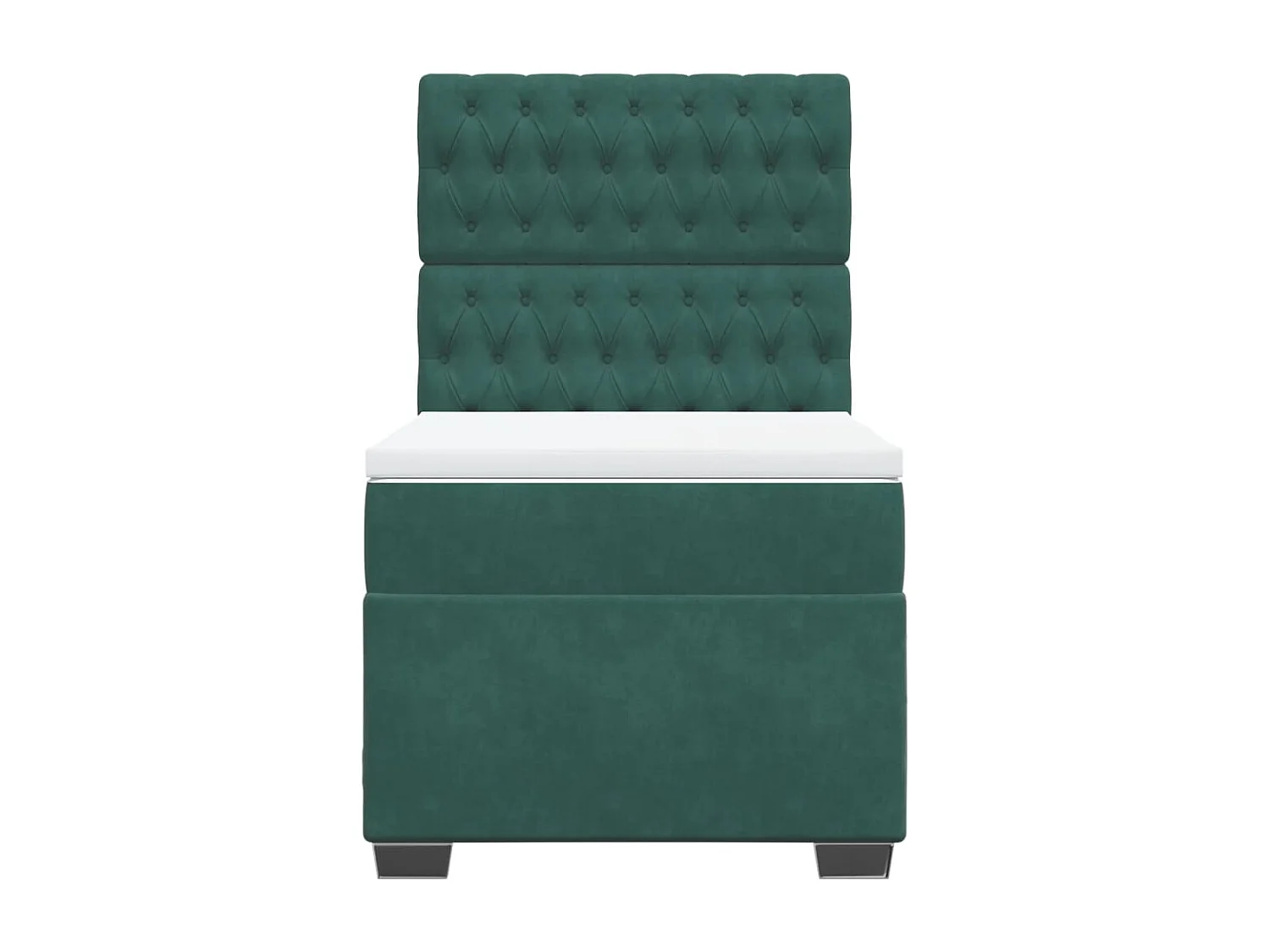 Cama com molas/colchão 100x200 cm veludo verde-escuro