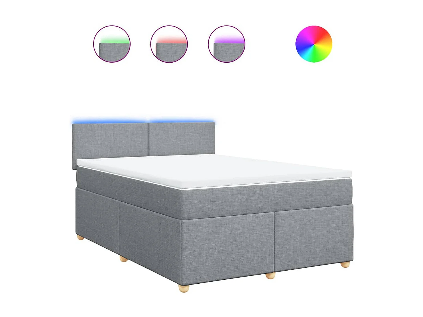 Sommier à lattes de lit avec matelas Gris clair 160x200cm Tissu