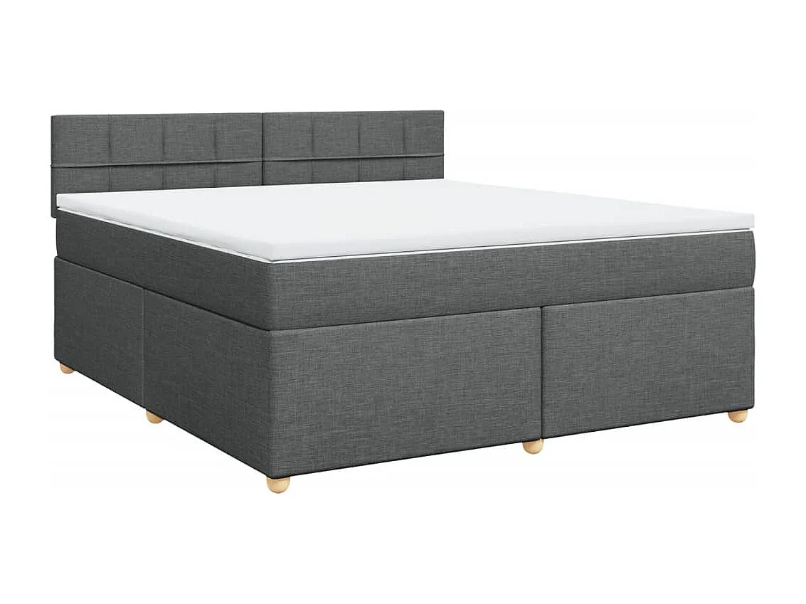 Cama box spring con colchón tela gris oscuro 180x200 cm