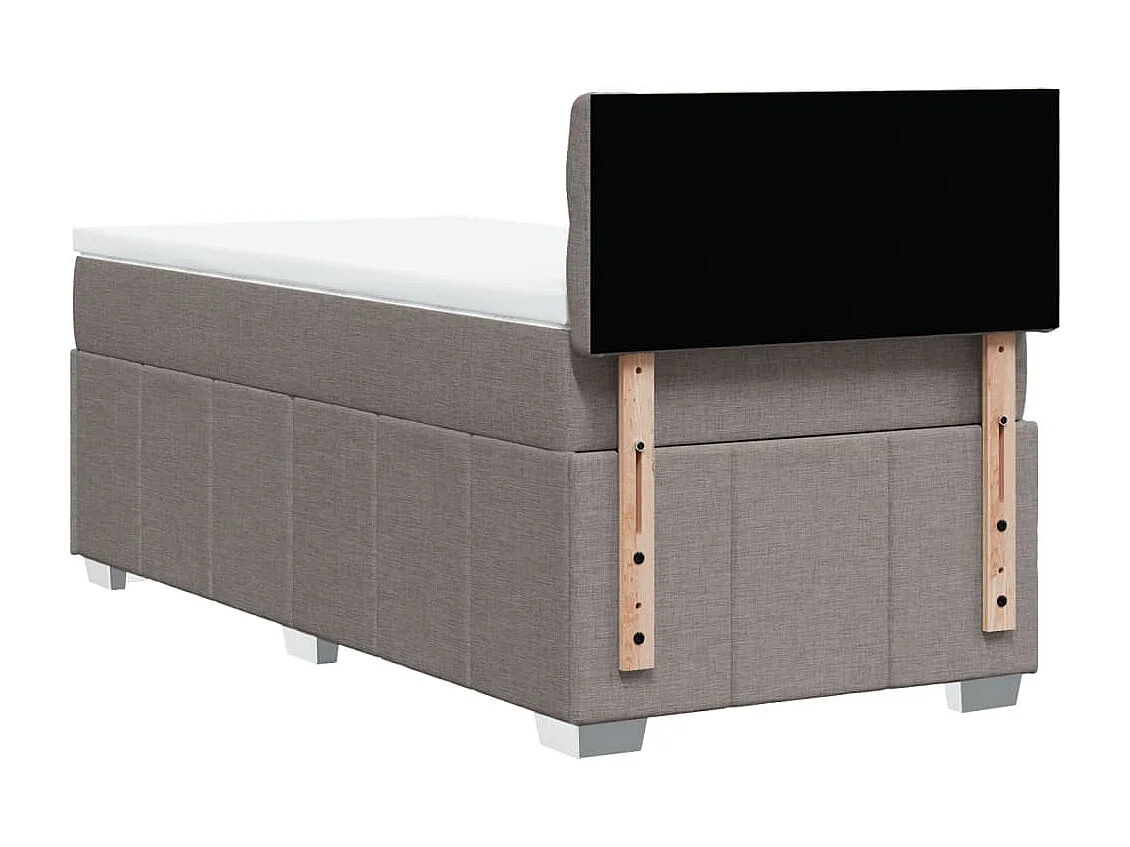 Cama box spring con colchón tela gris taupe 90x200 cm