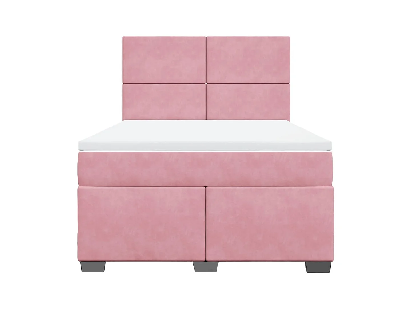 Cama box spring con colchón terciopelo rosa 160x200 cm