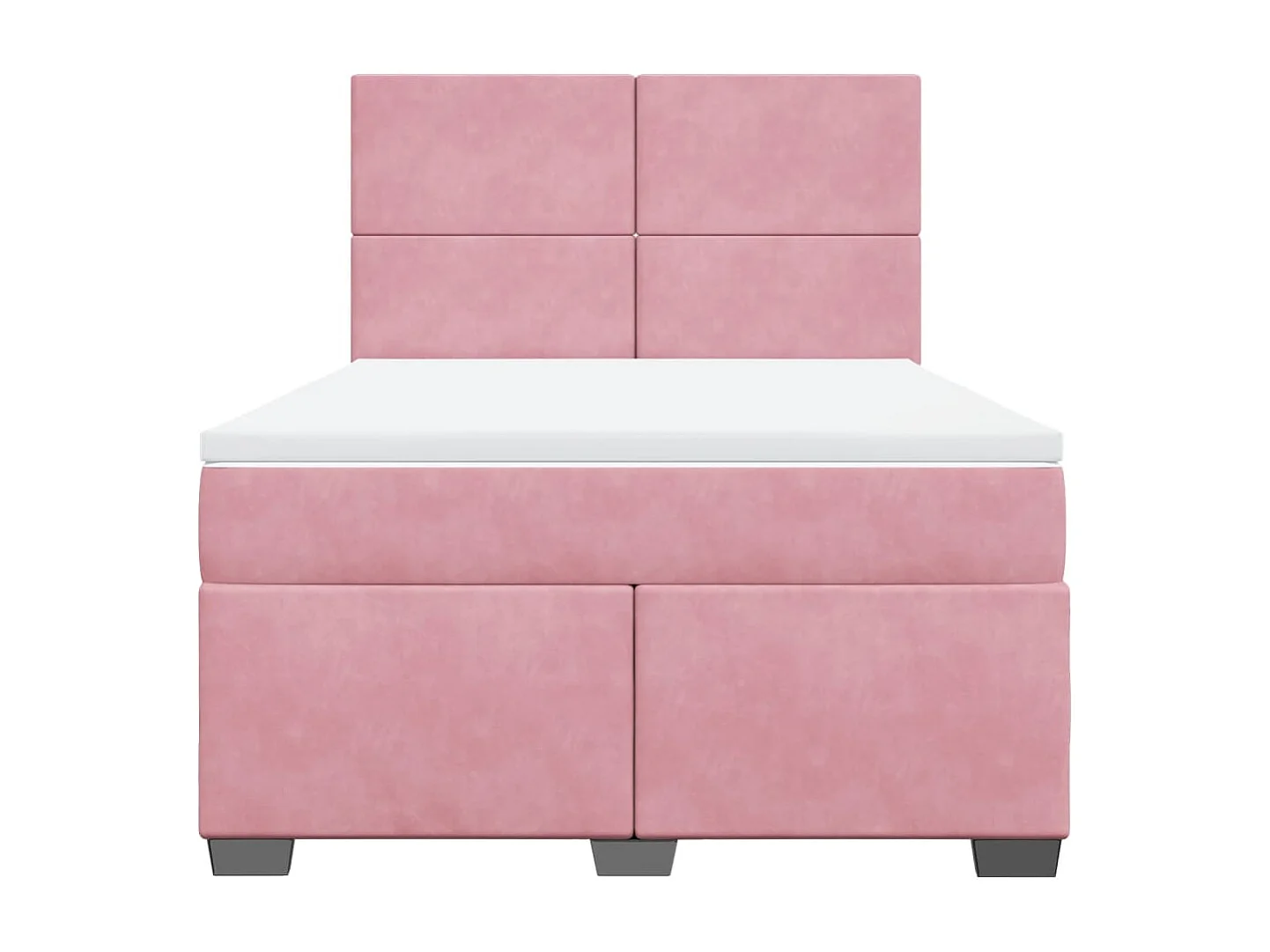Cama box spring con colchón terciopelo rosa 160x200 cm