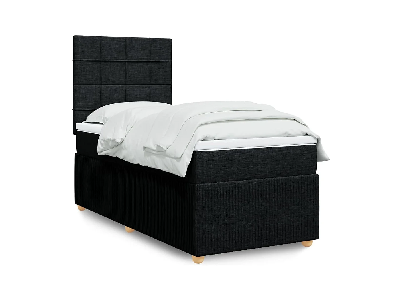 Sommier à lattes de lit et matelas Noir 80x200 cm Tissu