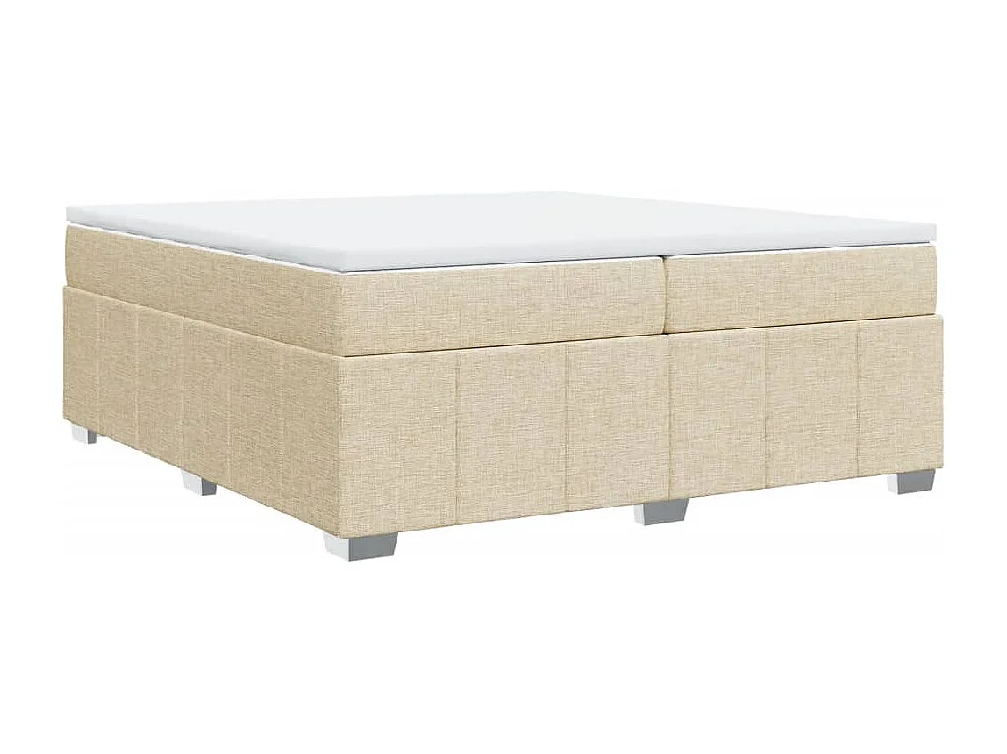 Sommier à lattes de lit avec matelas Crème 200x200 cm Tissu