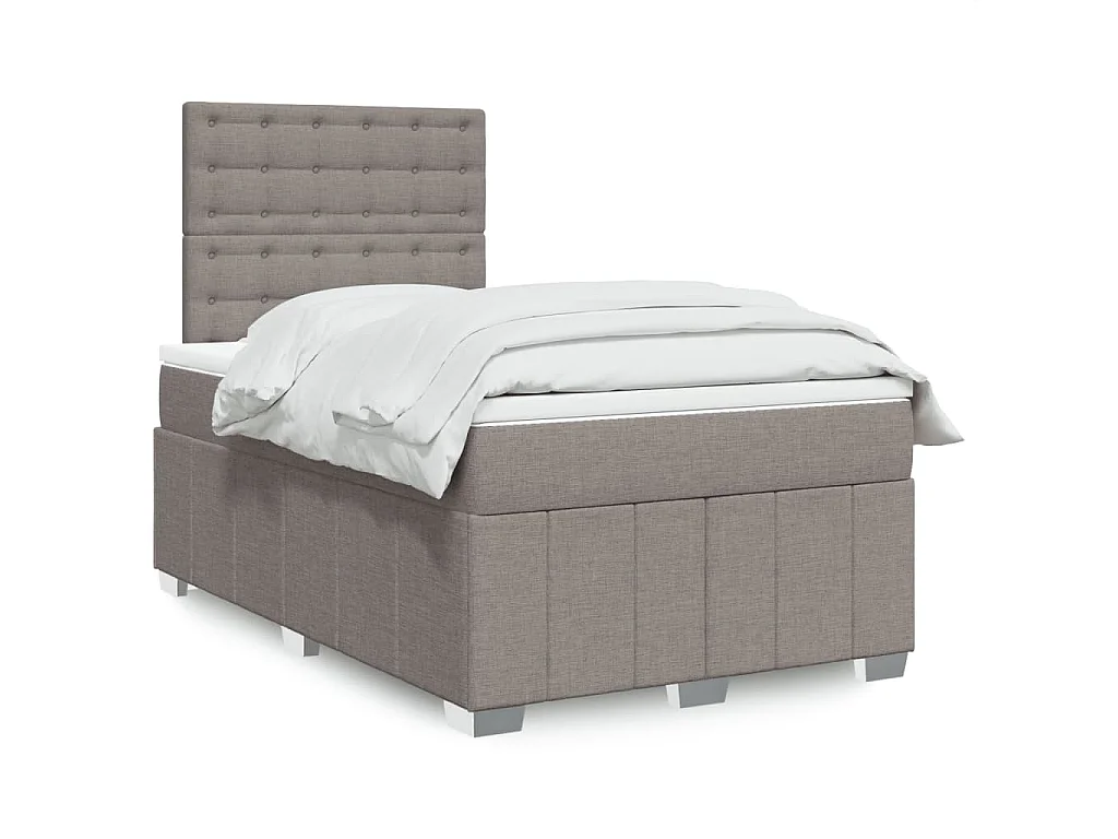Sommier à lattes de lit avec matelas Taupe 120x200 cm Tissu