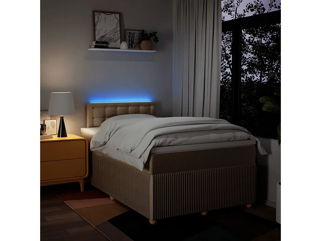 Sommier à lattes de lit avec matelas Crème 120x200 cm Tissu