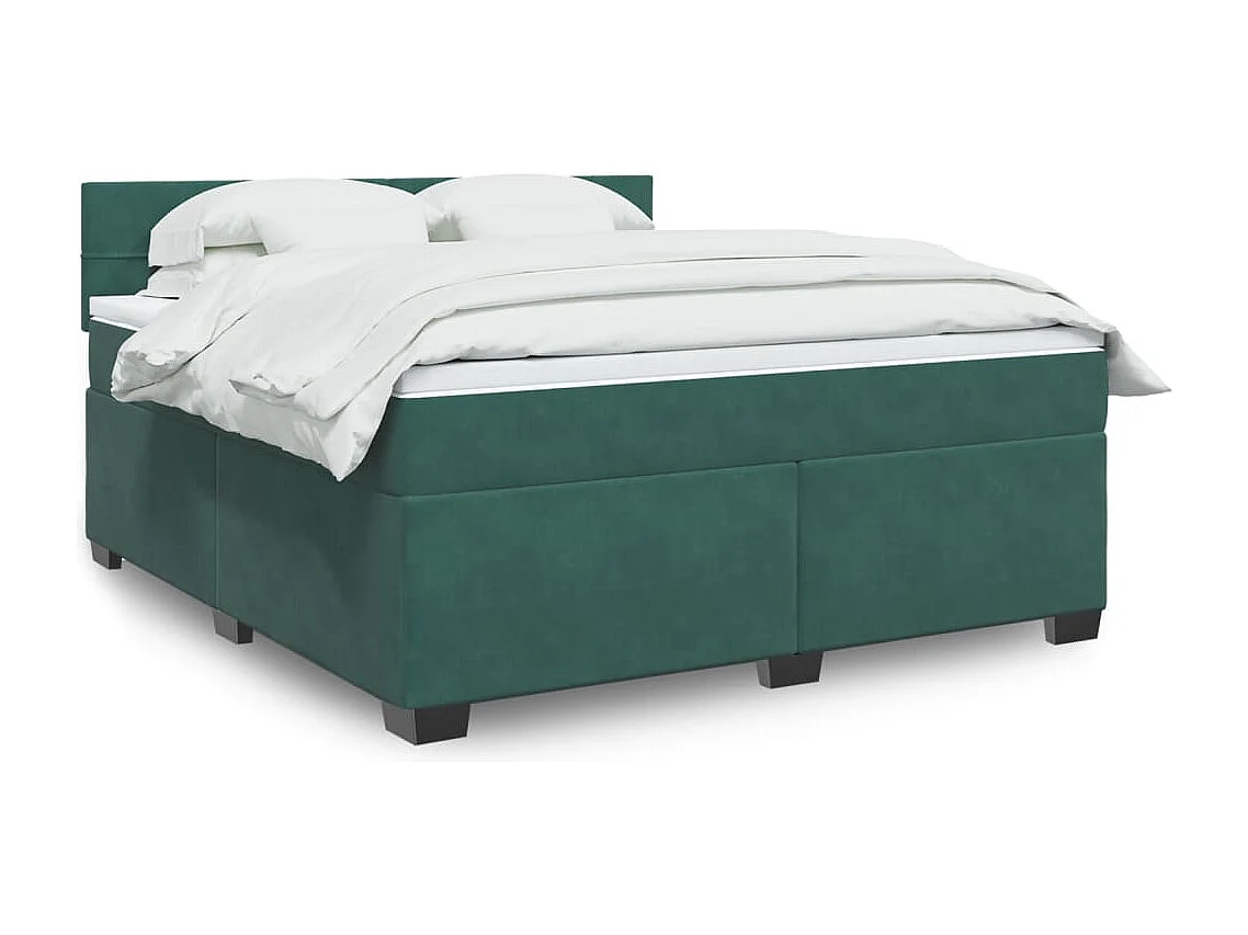 Cama box spring con colchón terciopelo verde oscuro 180x200 cm