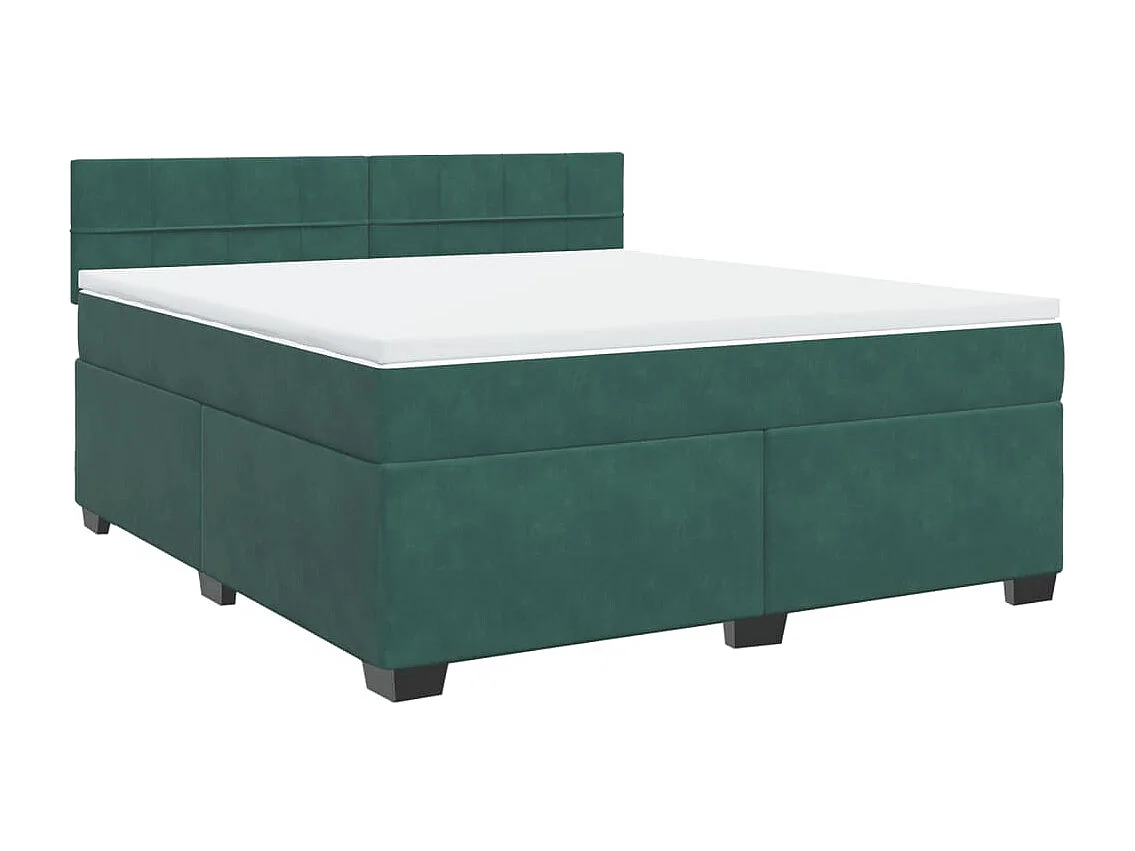 Cama box spring con colchón terciopelo verde oscuro 180x200 cm
