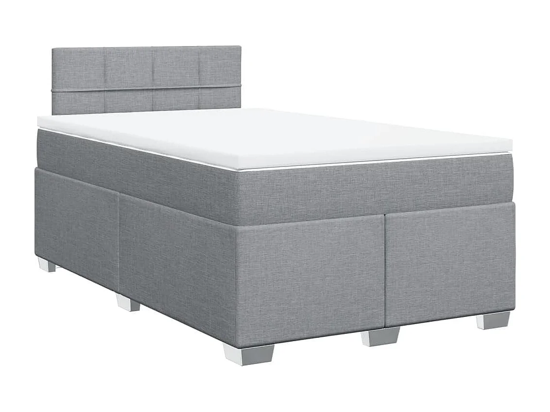 Cama box spring con colchón tela gris claro 120x190 cm