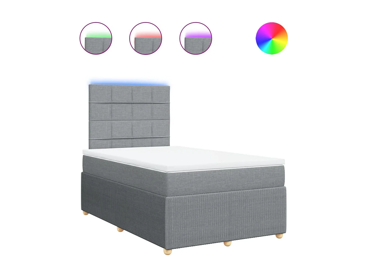 Sommier à lattes de lit avec matelas Gris clair 120x200cm Tissu